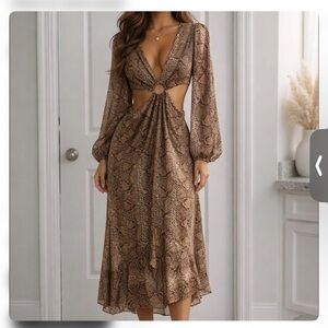 Forever 21 Brown Snake Print Midi Dress